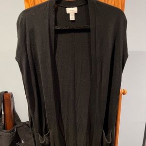 Extra Long Black Open Cardigan
